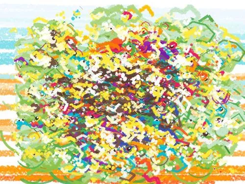 Mistral's patchwork elephant when painted in 50-stroke batches as opposed to the standard 5-stroke batches