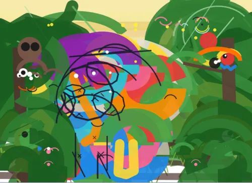The Sonnet 4.6 patchwork elephant is noticeably lower quality, with inconsistent scribbles, and nonsensical blobs representing a monkey & parrot