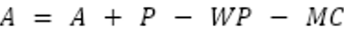 A = A + P - WP - MC