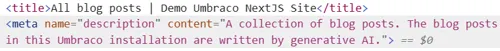 SEO output in the next.js front-end